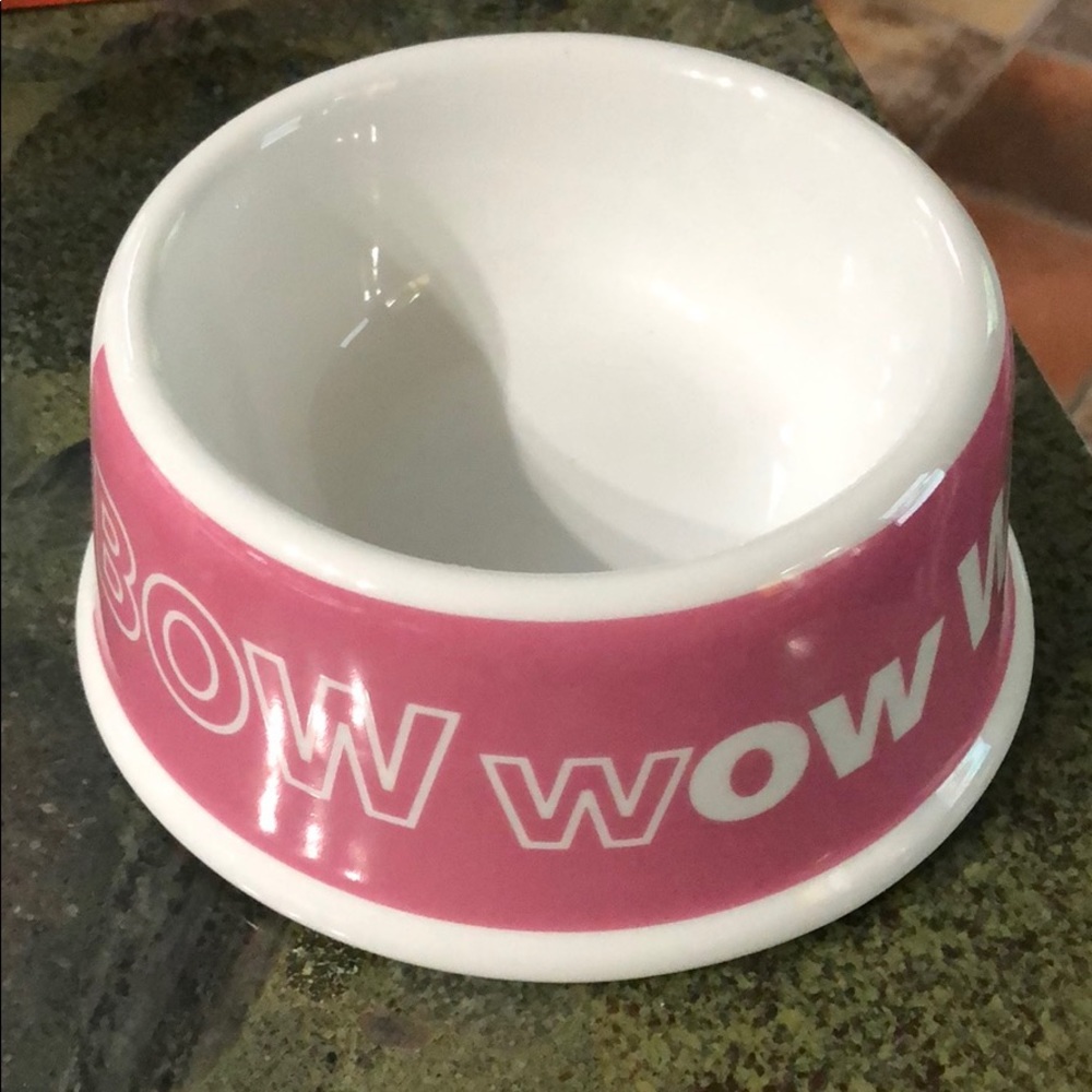 Victoria’s Secret dog food bowl.
